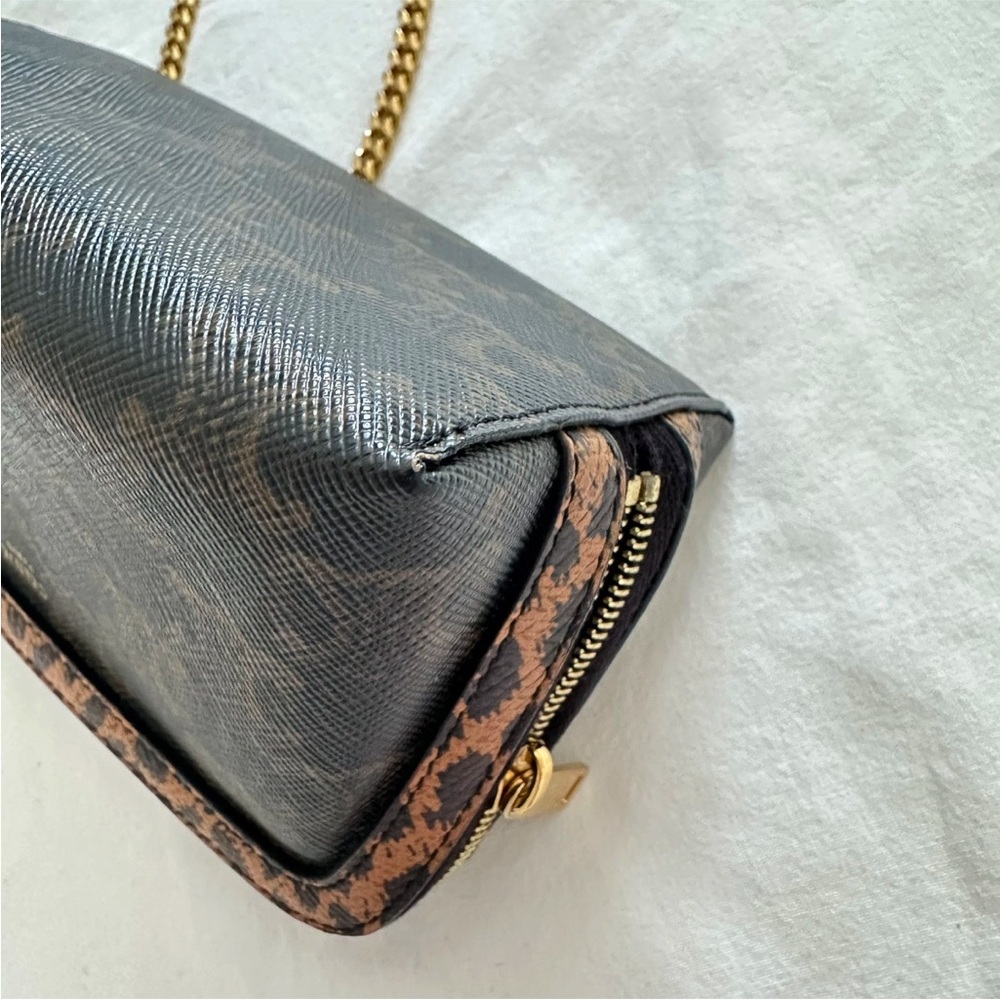 Celine Triomphe Canvas Calfskin Leopard Print Mini Crossbody Bag with Chain - Picture 8 of 12